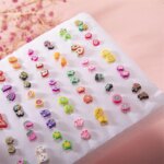 50Pair/set Mixed Style Clay Stud Earrings Set Women Girls Small Plastic Animals Fruit Earrings Set Jewelry Gifts