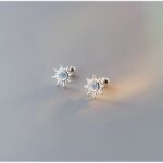 925 Sterling Silver Blue Zircon Sun Small Stud Earrings For Women Piercing Elegant High Fine Jewelry Best Selling