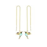 Colorful Bird Dangle Earrings - Cute Hummingbird Drop Earwires for Women