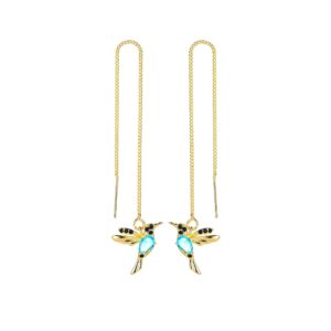 Colorful Bird Dangle Earrings - Cute Hummingbird Drop Earwires for Women
