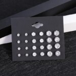 New 12 Pair/Pack White Shiny Wedding Stud Earrings Set For Women Men Crystal Jewelry Accessories Oorbellen Jewelry Earrings