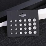 New 12 Pair/Pack White Shiny Wedding Stud Earrings Set For Women Men Crystal Jewelry Accessories Oorbellen Jewelry Earrings