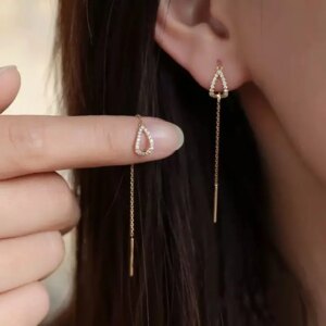 Minimalist  Long Tassel Drop Earrings For Women Gold Color Geometric Water Drop Hanging Ear Line Girl Party Jewelry Pendientes