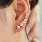 1pc Fashion Personality Gold Color 6pcs Rhinestone Ear Clip Earrings for Women Student Girl,Suitable Daily Party Wear Give Gift