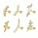 1/4/6/8Pcs 16G Stainless Steel Screw Back Stud Earrings for Women,Cubic Zerconia Cartilage Conch Helix Ear Piercing Jewelry