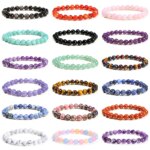 JD Natural Stone Beads Bracelet Amethyst Tiger Eye Crystal Quartz Agate Gem Beads Bangles Women Men Reiki Healling Jewelry Gift