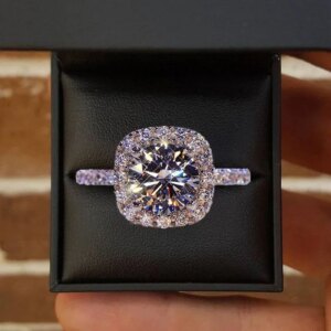Classic Silver Color Engagement Wedding Rings for Women Fashion Metal Inlaid White Zircon Stones Bridal Ring Jewelry