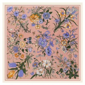 130cm Luxury Brand Twill Silk Scarf Women Bandana Square Scarf Design Floral Kerchief Scarves For Ladies Fashion Shawl Echarpe