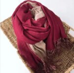Large Size Autumn And Winter Thickened Warm Double-Sided Cotton Scarves Men And Women Cotton Solid Scarf With Tassels