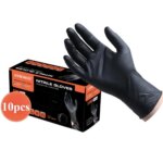 Nitrile Disposable Gloves Black 10 PCS Latex Powder Free Gloves Industrial Grade Cooking Working Cleaning Hair Dye Gloves