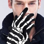 1 Pair Male Gloves Mittens Fashion Men Horror Skull Claw Bone Party Supplies Favors Halloween DIY Decoration