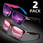 2pcs Square Gradient Mutipcolor Polarized Sunglasses Anti Glare Sun Shades For Summer Party Vacation Travel Driving Fishing