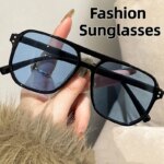 Men Women New Retro Large Frame Square Sunglasses Outdoor Marine Sheet Double Beam Sunglasses UV400 Driving Travel Sunglasses