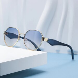 Trendy Polygonal Women's Sunglasses Men Fashion Metal Frame Driving Sun Glasses Female Stylish Outdoor Vacation Shades