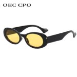 OEC CPO Vintage Oval Sunglasses Women Brand Designer Small Frame Sun Glasses Female Retro Black Yellow Round Eyewear UV400 O881