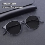 Ultralight Rubber Titanium Round Frame Prescription Sunglasses Men Woman Polarized Driving Anti-Glare Diopter 0  -0.75 To -6.0