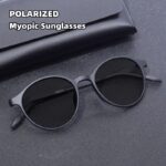 Ultralight Rubber Titanium Round Frame Prescription Sunglasses Men Woman Polarized Driving Anti-Glare Diopter 0  -0.75 To -6.0