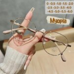 Luxury Myopia Glasses Classic Vintage Anti-blue Light Eyeglasses Women Men Minus Diopter Eyewear Prescription with 0 -0.5To -6.0