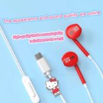 Hello Kitty in-ear Wired Earphones Sanrio Kuromi Pendant Series Earbuds Cinnamoroll Kawaii Games Sports Headphones Girl Gifts