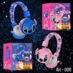 New Disney Stitch Bluetooth Headphones AH-906 Wireless Earbuds HIFI Sound Foldable Headsets with Mic Anime Cartoon Kids Gifts