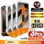 3Pcs Dust Free Installation Privacy Screen Protector For iPhone 16 15 14 13 12 11 Pro Max Mini XS X XR 15 16 Plus Anti-spy Glass
