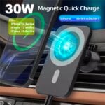 Fast Wireless Car Charger 30W Qi Magnetic Phone Car Mount Holder for iPhone 13 12 Pro Pro Max Mini 11 Samsung 360° Adjustable