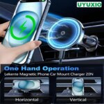 UYUXIO Magnetic Wireless Car Phone Charger Adapter 15W Air Vent Magnetic Car Phone Holder for iPhone 16 15 14 13 12 Pro Max Plus