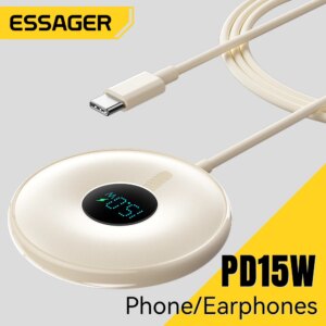 Essager Magnetic Wireless Charger 15W Fast Charging Ｄigital Ｄisplay　Charger For iPhone 15 14 Pro Max Mini Quick Magnetic Charger