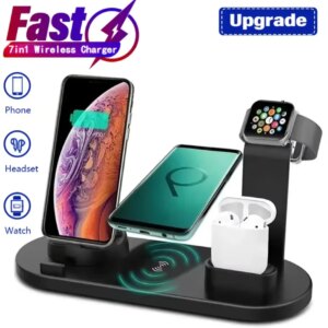 7 in 1 Wireless Charger Stand Pad Phone Induction Fast Charging Dock Station For iPhone 16 15 14 13 12 Apple Watch 1-10 Airpods