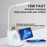 Pen Holder With Desk Lamp Wireless Charger Stand Pad Fast Charging For iPhone 15 14 13 12 Pro Max Samsung S21 S20 Huawei Charger