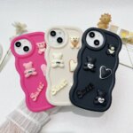 3D DIY Wave Phone Cases For iPhone 15 Case iPhone 13 Pro Max 14 16 11 12 Xs X XR 6 7 8 Plus SE 2022 Korea Cute Bear Soft Cover