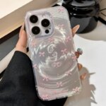 Cute Pink Bow Phone Case For iPhone 11 Case iPhone 13 16 Pro 15 12 14 Pro Max Gradient Vortex Pattern Shockproof Cover Funda