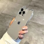 Fashion Clear 3D Cute Cat Ears Phone Case For iPhone 15 14 13 12 11 Pro Max 7 8 Plus X XR XS MAX Shockproof Soft TPU Back Cover