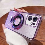 Reno13f Luxury Glitter Plating Holder Silicone Case For Oppo Reno13 F Fs 5g Reno 13 13f Shockproof Protect Stand Cover Reno13fs