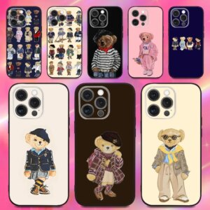 Fashion F-Filous Bear Girls Phone Case For iPhone 16,15,14,13,12,11,Pro,Max,Plus,X,XS,XR,SE,8,7,Mini,Soft Silicone Black Case