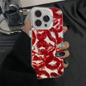 Luxury New High Quality Black Lips IPhone 16 Pro Max 15 14 13 12 11 Pro Max 13 14 Plus All-inclusive Shockproof iphone Case