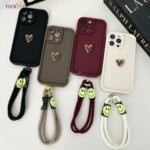 FLYKYLIN 3D Love Soft Silicone Phone Case For Samsung A56 A26 A36 A16 A06 A15 A35 A55 A25 A05 A54 Hand Rope Protective Cover