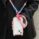 Crossbody Strap Lanyard Cute Cat Ears Silicone Phone Case For iPhone 14 11 13 12 15 16 Pro Max XR XS Max X Soft Protective Cover