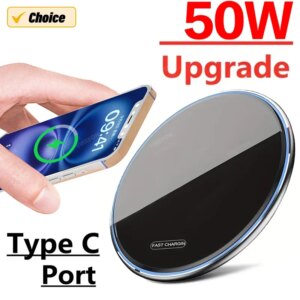 50W Wireless Charger For iPhone 16 15 14 Samsung Xiaomi Pad Stand Desktop Ultra thin Mobile Phone Chargers Fast Charging Station