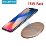 15W Qi Wireless Charger Pad Wood Grain Slim Wireless Charging Pad for iPhone 11 XR XS Max Samsung S10 Fast Phone Charger Pad