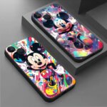 Case For Apple iPhone 15 11 13 14 Pro Max 7 8 Plus X XS XR SE 6 6S Back Cover 7+ 8+ Black TPU Phone Cases Colorful Disney Mickey