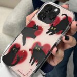 Ins Rose Cat Phone Case For iPhone 16 Pro Max 15 14 13 12 11 XR XS Max 7 8 Plus Y2K Senior Cartoon Soft Anti fall Phone Case