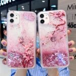 Pink Liquid Quicksand Case For Samsung Galaxy S24 S23 S22 S21 Plus S20 FE S25 Ultra A54 A55 Glitter Flower Bling Clear TPU Cover