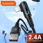 Toocki 90 Degree USB Cable for iPhone 14 13 12 11 Pro Max Pro Max 8 7 Plus 2.4A USB Lightning Cable for iPhone iPad Gaming Wire