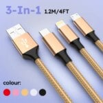 3 In 1 USB Fast Charging Cable Type C Micro IOS Multi Charger Cable for iPhone Huawei Samsung Nylon Braided Cord