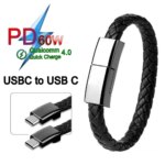 Bracelet USB-C Charging Cable Portable Leather Type-C To C Data Line USB-A To Type-C Wire for IPhone 14 15 Samsung HUAWEI Xiaomi