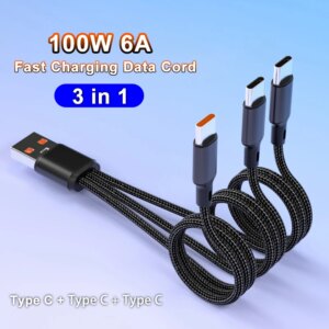 3-In-1 240W Fast Charge Data Cable Usb/Type-C to Type-C For Samsung S24 Xiaomi Huawei Tablets Laptops All Type-C USB Data Cord