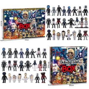 Christmas Calendar Mysterious Box Anime Figure Skibidi Toliet Man Vs. Surveillance Man Surprise Blind Box Funny Doll Gift Box