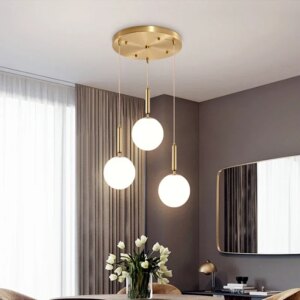Modern Glass Pendant Light Brass Black Milk Ball LED Chandeliers Lighting for Bedroom Dining Stairs Ceiling Hanging Lamp Lustres