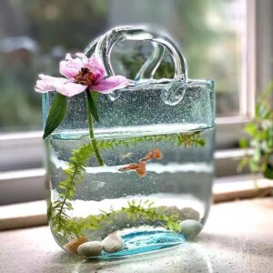 Glass Flower Vase Nordic Style Glasses For Plants Transparent Bubble Glass Flower Vases Flower Pot Home Decor Table Ornaments
